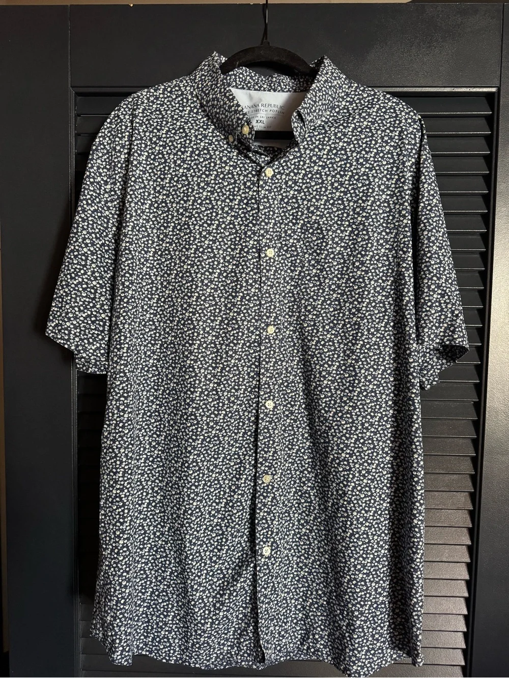 Banana Republic Navy Floral Shirt XXL Tall Grant Slim Fit